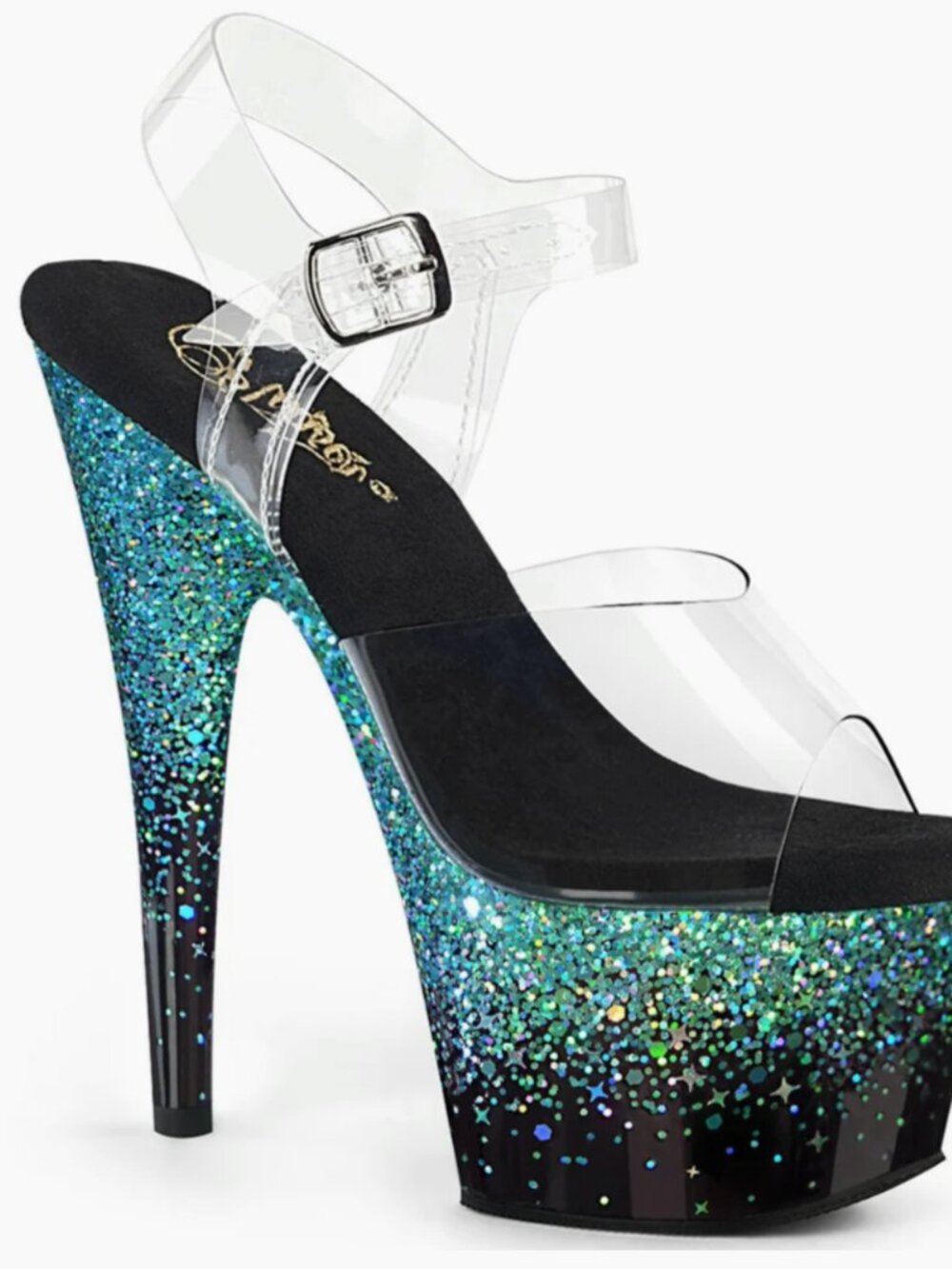 Pleaser Adore 708SS Turquoise Glitter Pole Dance Shoes Worn 6